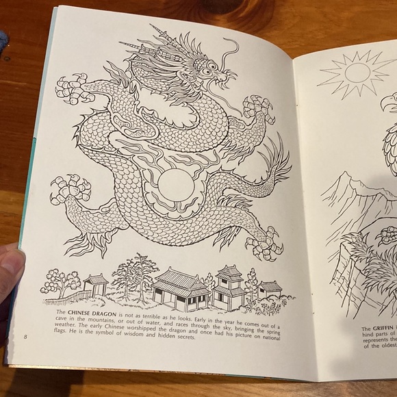 DOVER 1976 Mythical Beasts Coloring Book Fidolf Johnson - Picture 3 of 4